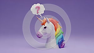 Unicorn Question 3D Low Poly Unicorn with Question Mark