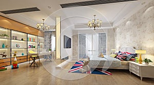 3d render of  luxury home interior,  hotel room