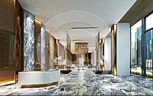 3d render of luxury hotel interior