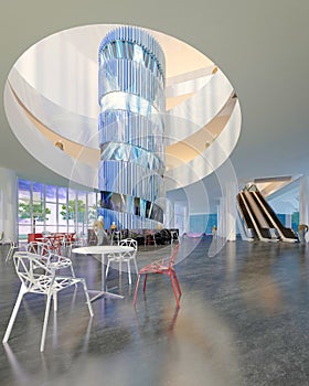 3d render of luxury hotel lobby