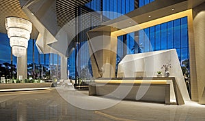3d render of luxury hotel lobby