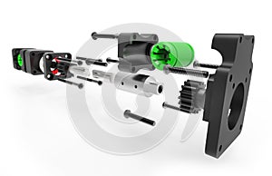 3d render mechanical model isolated on white. photo