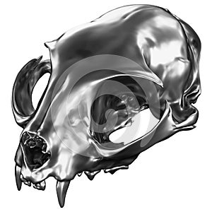 3D render of metallic Cat Skull