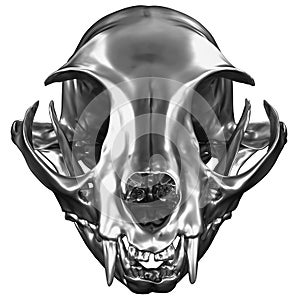 3D render of metallic Cat Skull