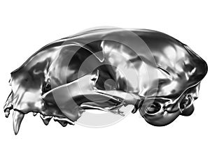 3D render of metallic Cat Skull