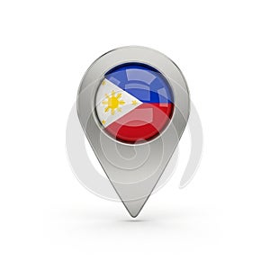 Philippines Flag Location Pin Icon on White Background map marker navigation