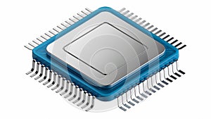 Modern Microchip Processor with Metallic Pins AI Generated Image