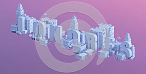 3d render of a mini city, typography 3d of the name londres photo