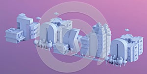 3d render of a mini city, typography 3d of the name tokio photo