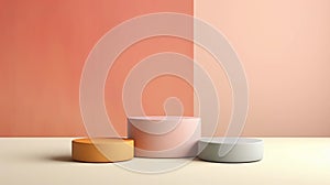3d render of minimal geometric forms, podiums for product presentation. photo