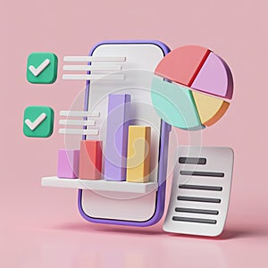 3D Render of Mobile Business Analytics