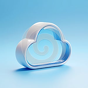 3D Render of a Modern Cloud Computing Icon