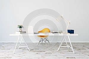 3d render of modern computer workplace