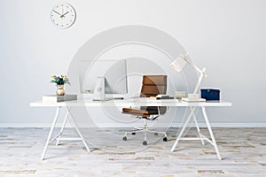 3d render of modern computer workplace