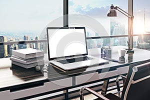 3d render of modern computer workplace
