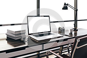 3d render of modern computer workplace