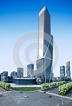 3d render of modern glass buildings