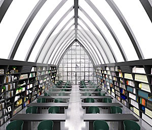 3d render of library interior