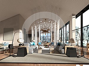 3d render of modern lobby