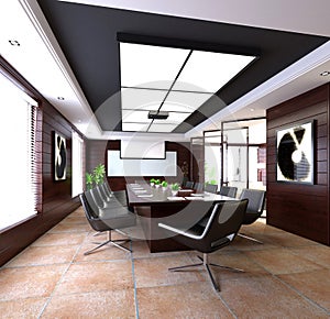 3d render of modern office board room
