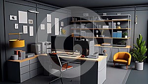 3d render modern office interior. Generative AI