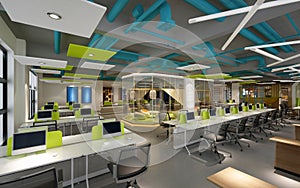 3d render modern working office