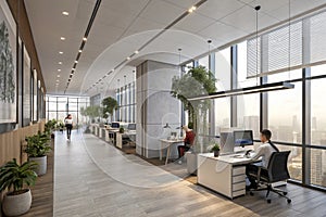 3D render of a modern working office