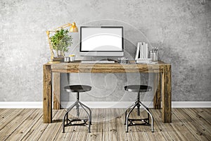 3d render of modern workplace setup