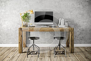 3d render of modern workplace setup