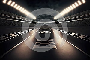 3d render neon huge empty stadium with bright illumination