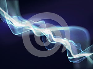 3D network data abstract background with flowing particles