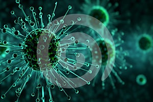 3D render Nipah virus in a digital binary background