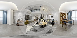 3d render office interior 360 degrees