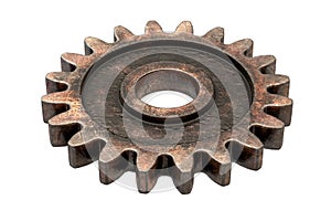 3D render of old Rusty Gear isolated on white