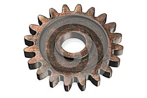 3D render of old Rusty Gear isolated on white