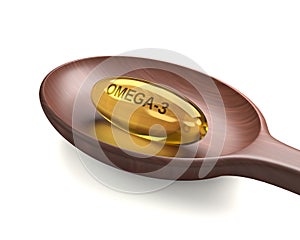 3d render of omega-3 capsule over white