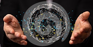 3D render of organization chart team icons - networking business concept