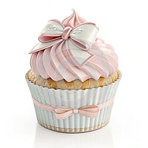 3D Render of a Pastel Cupcake with Bow