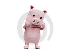 3d render of Pig with sad expression on white background