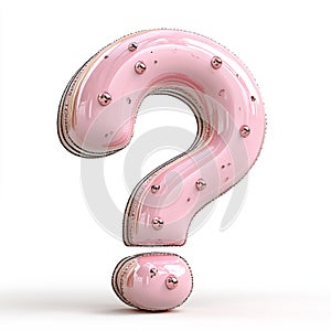 Pink Question Mark 3D Render Icon Isolated on White Background