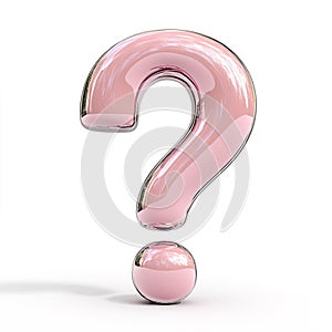 Pink Question Mark 3D Render Icon Isolated on White Background