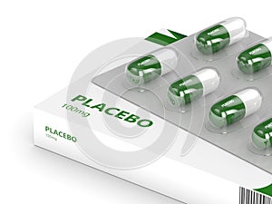3D render of placebo pills over white