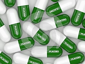 3D render of placebo pills over white