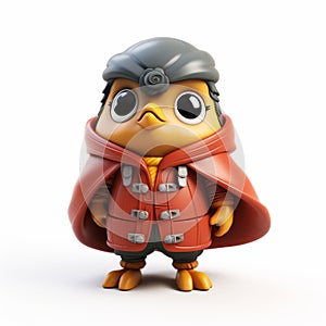 3d Render Of Plastic Cartoon Robin In Full Body On White Background photo