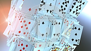 3d render Poker cards falling