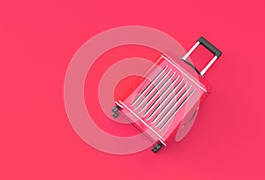 3D Render Polycarbonate Suitcase on Red Purplle Background photo