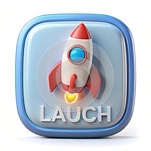 3D render of project launch icon isolated on white background