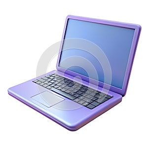 3d render of a purple laptop with a blue screen and black keyboard computer technology