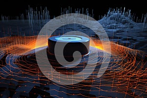 3d render of quantum radar scanning waves