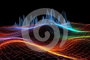 3d render of quantum radar scanning waves